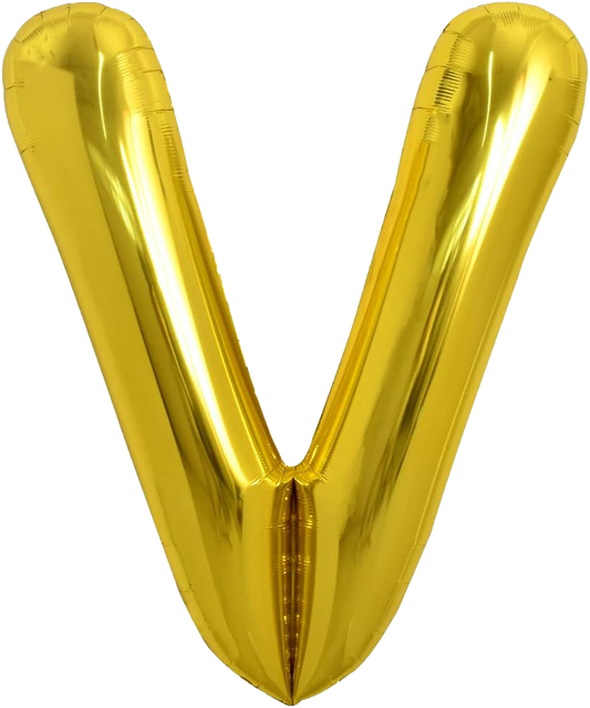 40" Jumbo 'V' Gold Alphabet Foil Balloon image 0