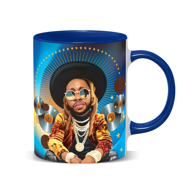 Hip Hop Caricature Ceramic Coffee Mug with Color Handle/Rim