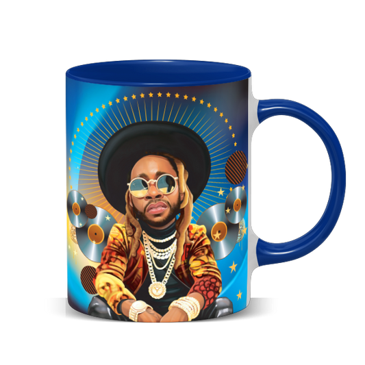 Hip Hop Caricature Ceramic Coffee Mug with Color Handle/Rim