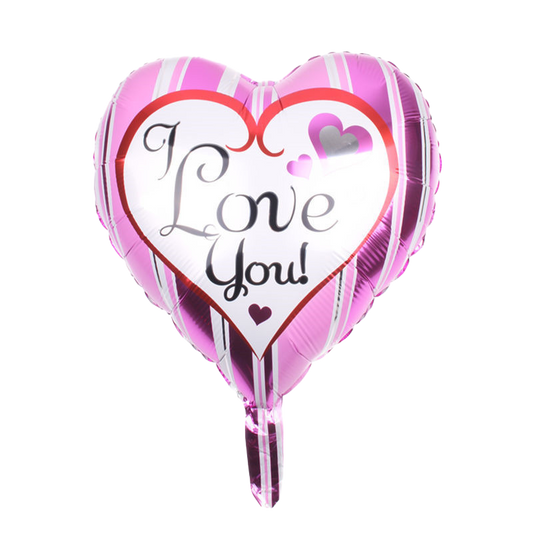 18" White w/Pink Border Heart Shaped 'I Love You' Balloon image 0