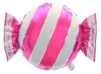 18" Bright Pink Striped Candy Wrapper Shaped Foil Balloon image 0