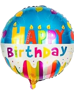 18" 'Happy Birthday' Blue & White w/Candles Balloon image 0