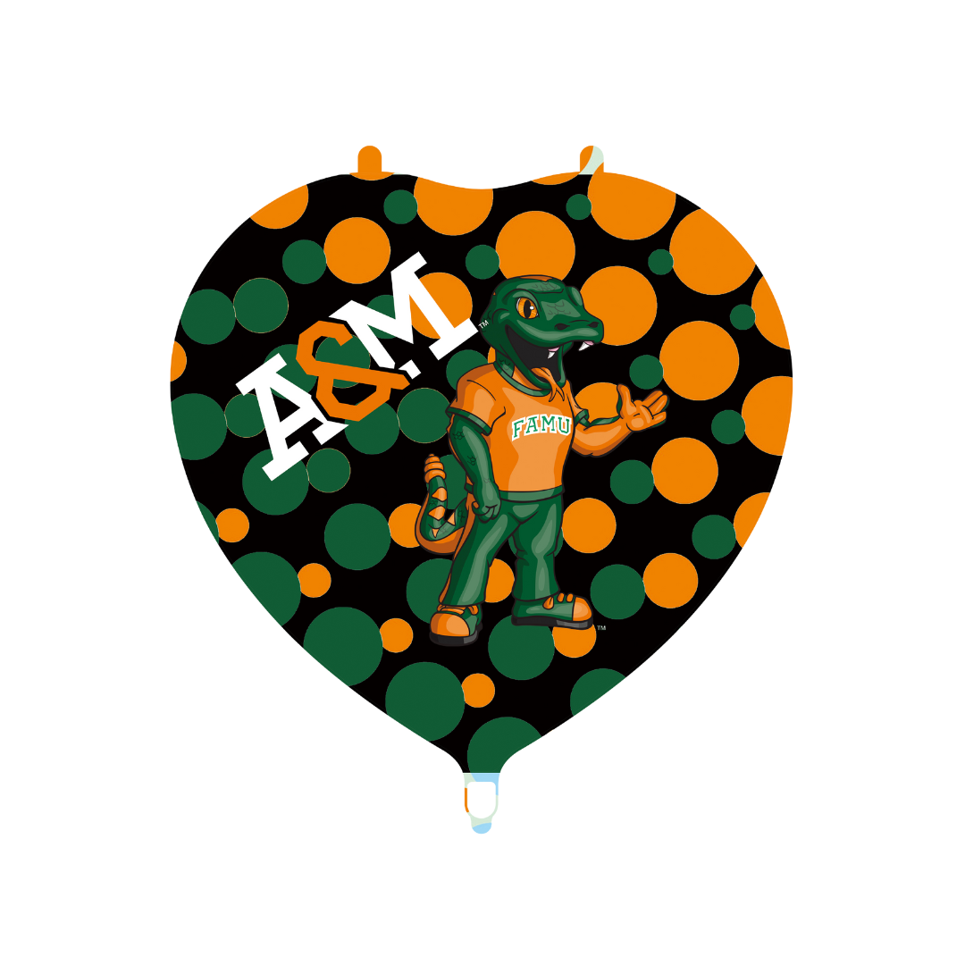 24" Heart HBCU "FLORIDA A&M UNIVERSITY" Party Balloon image 0