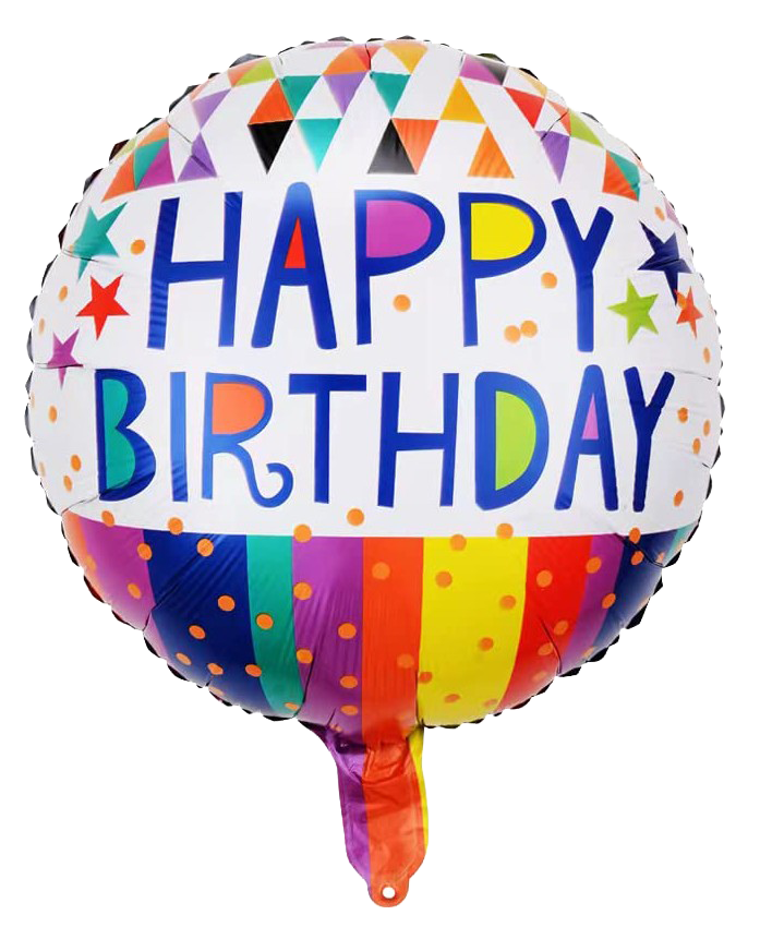 18" Blue Lettered 'Happy Birthday' Multicolored Balloon image 0