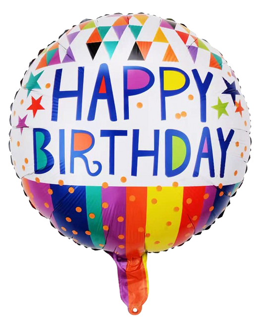 18" Blue Lettered 'Happy Birthday' Multicolored Balloon image 0