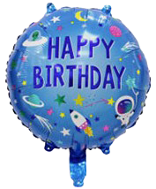 18" 'Happy Birthday' Blue Outer Space Balloon image 0