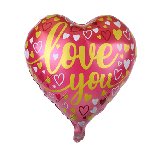 18" Pink w/Gold Letters Heart Shaped 'Love You' Balloon image 0