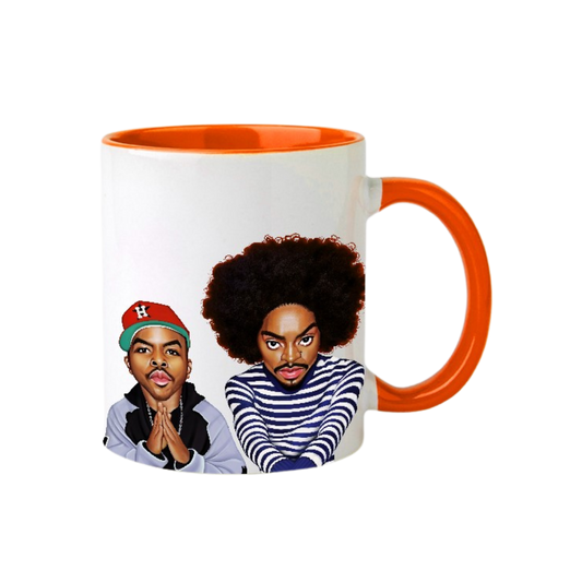 Hip Hop Caricature Ceramic Coffee Mug with Color Handle/Rim (Outkast) image 1