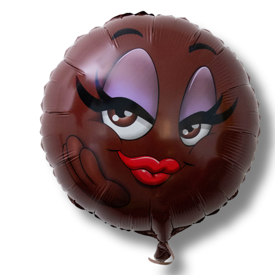 18" Melanin Moji Blushing Smiley Face Balloon image 0