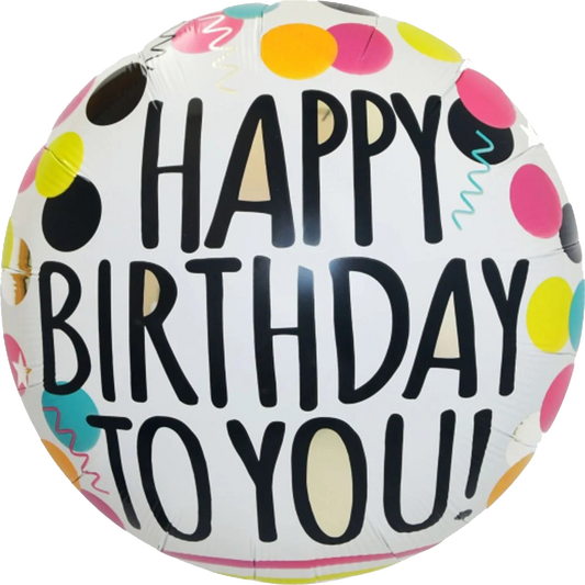 18" Black Letters 'Happy Birthday To You' Dotted Balloon image 0
