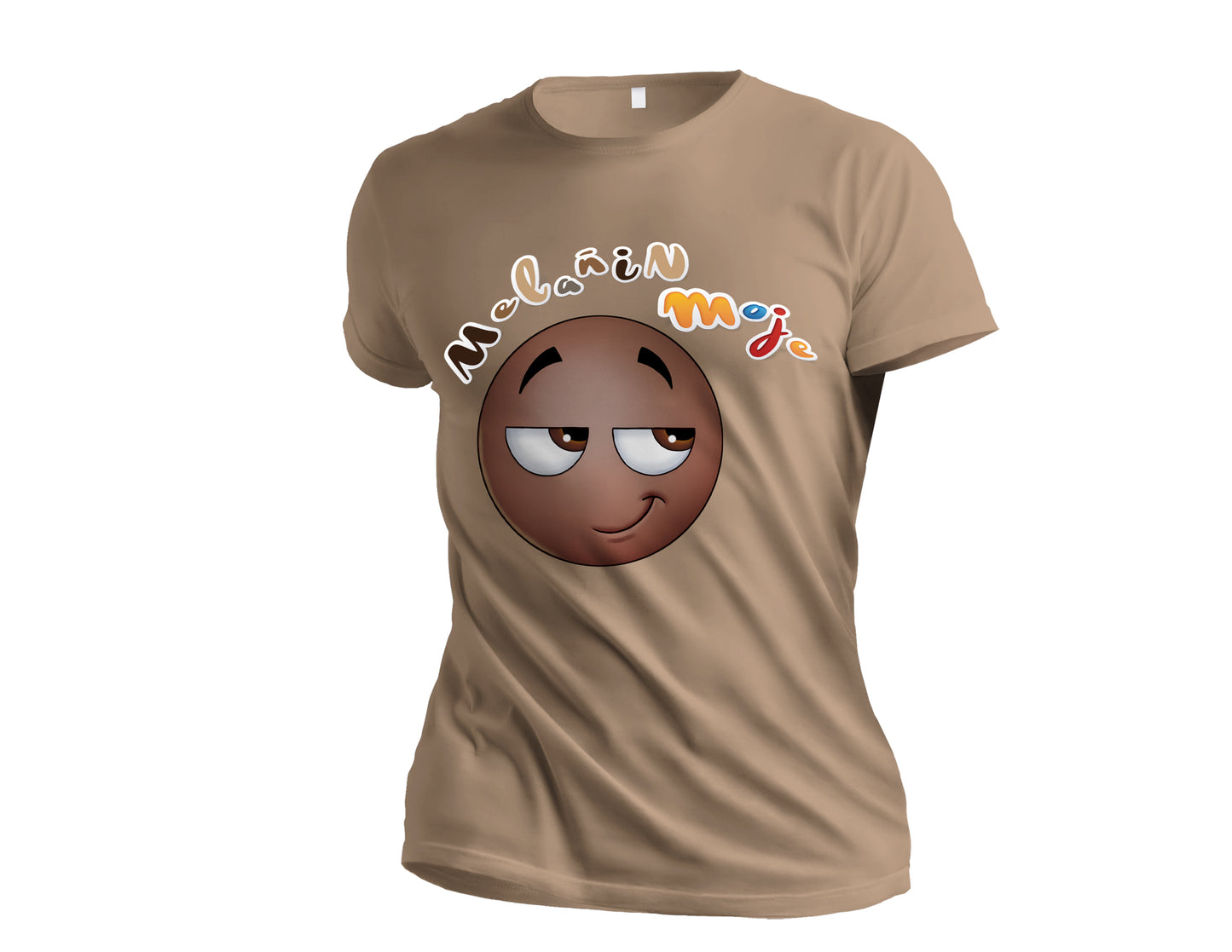 MELANIN "SIDE EYE" EMOJI PREMIUM EMBROIDERED & SILK PATCHED T-SHIRT image 1