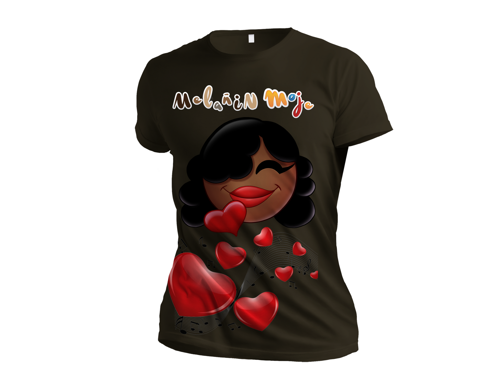 MELANIN "BEAUTIFUL HEARTS" EMOJI PREMIUM GRAPHIC T-SHIRT image 0