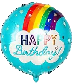 18" 'Happy Birthday' Cloud & Rainbow Balloon image 0