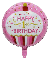 18" Pink 'Happy 1st Birthday' Foil Balloon image 0
