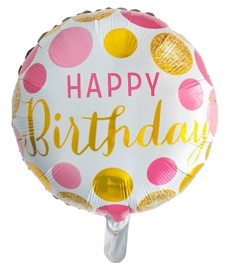 18" 'Happy Birthday' Pink & Gold Balloon image 0