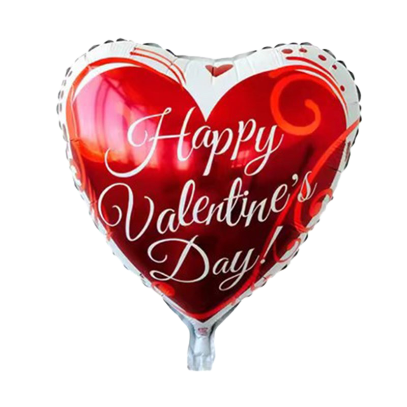 18" White w/Red Heart 'Happy Valentine's Day' Balloon image 0