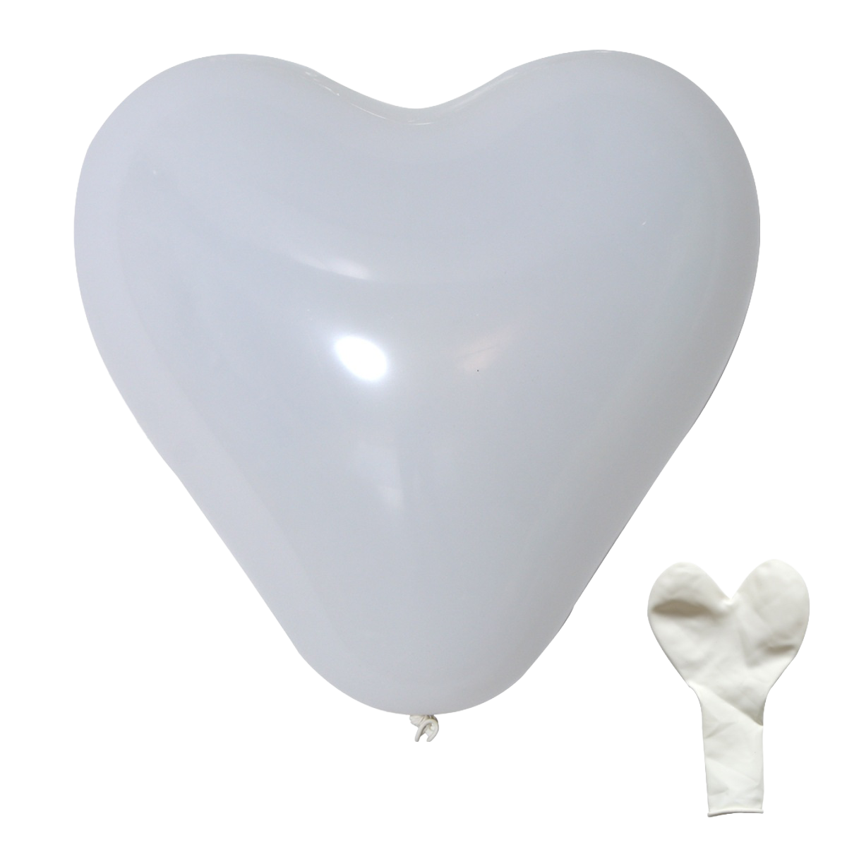 12" White Heart Shaped Latex Balloon image 0
