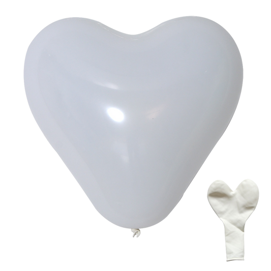 12" White Heart Shaped Latex Balloon image 0