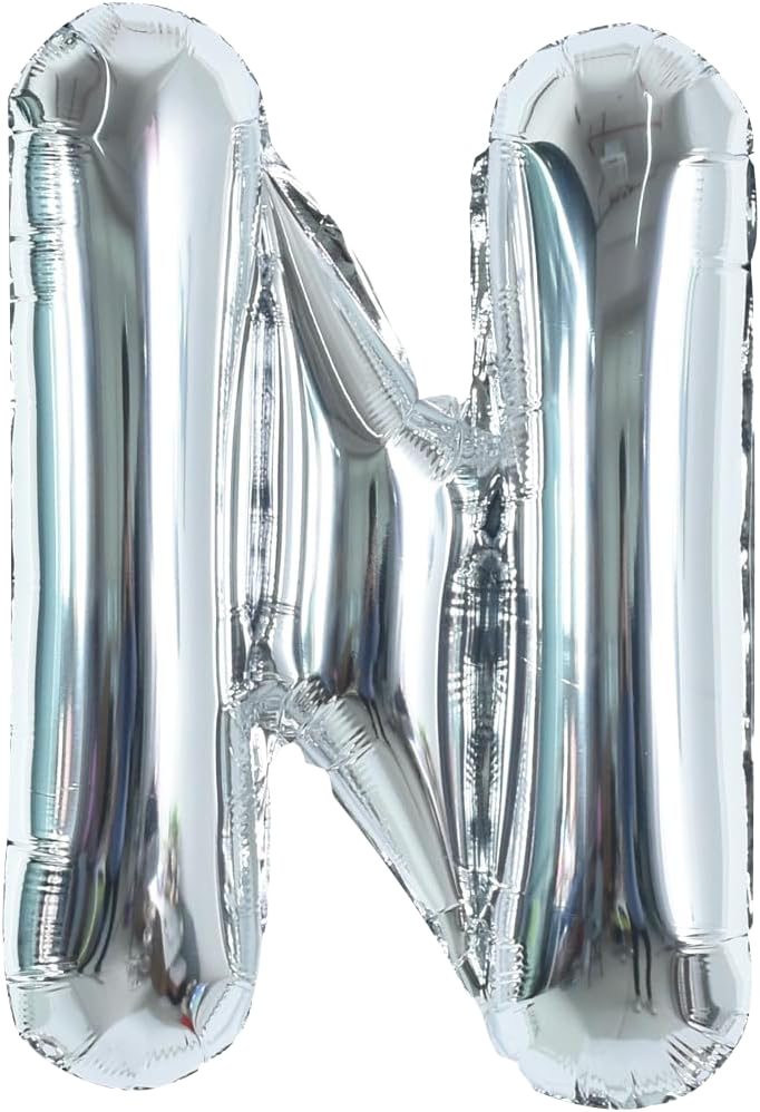 40" Jumbo 'N' Silver Alphabet Foil Balloon image 0