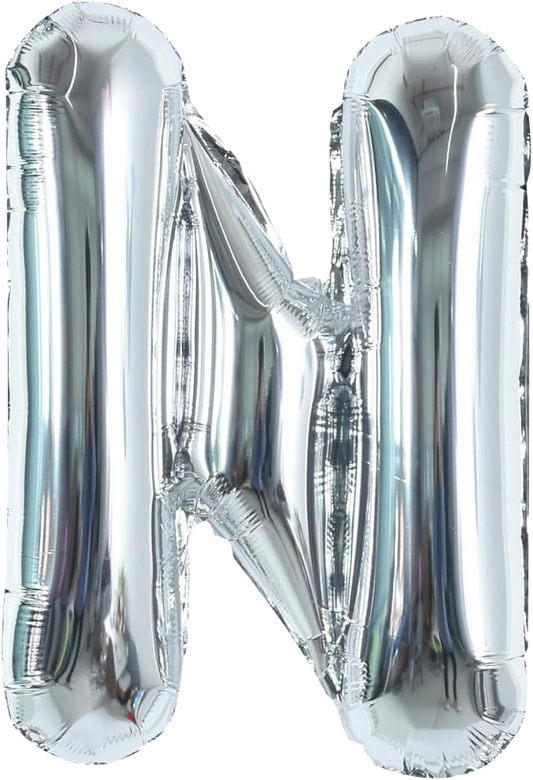 40" Jumbo 'N' Silver Alphabet Foil Balloon image 0