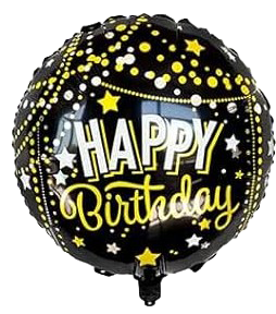 18" 'Happy Birthday' Black & Gold Balloon image 0