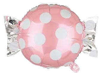 18" Light Pink Polka Dot Candy Wrapper Shaped Foil Balloon image 0