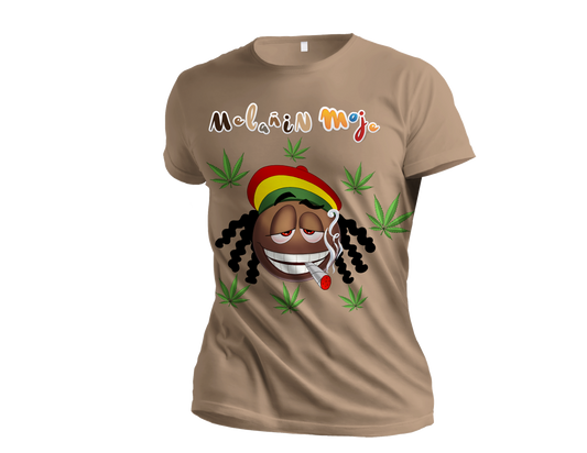 MELANIN "CANNABIS MAN" EMOJI PREMIUM EMBROIDERED & SILK PATCHED T-SHIRT image 0