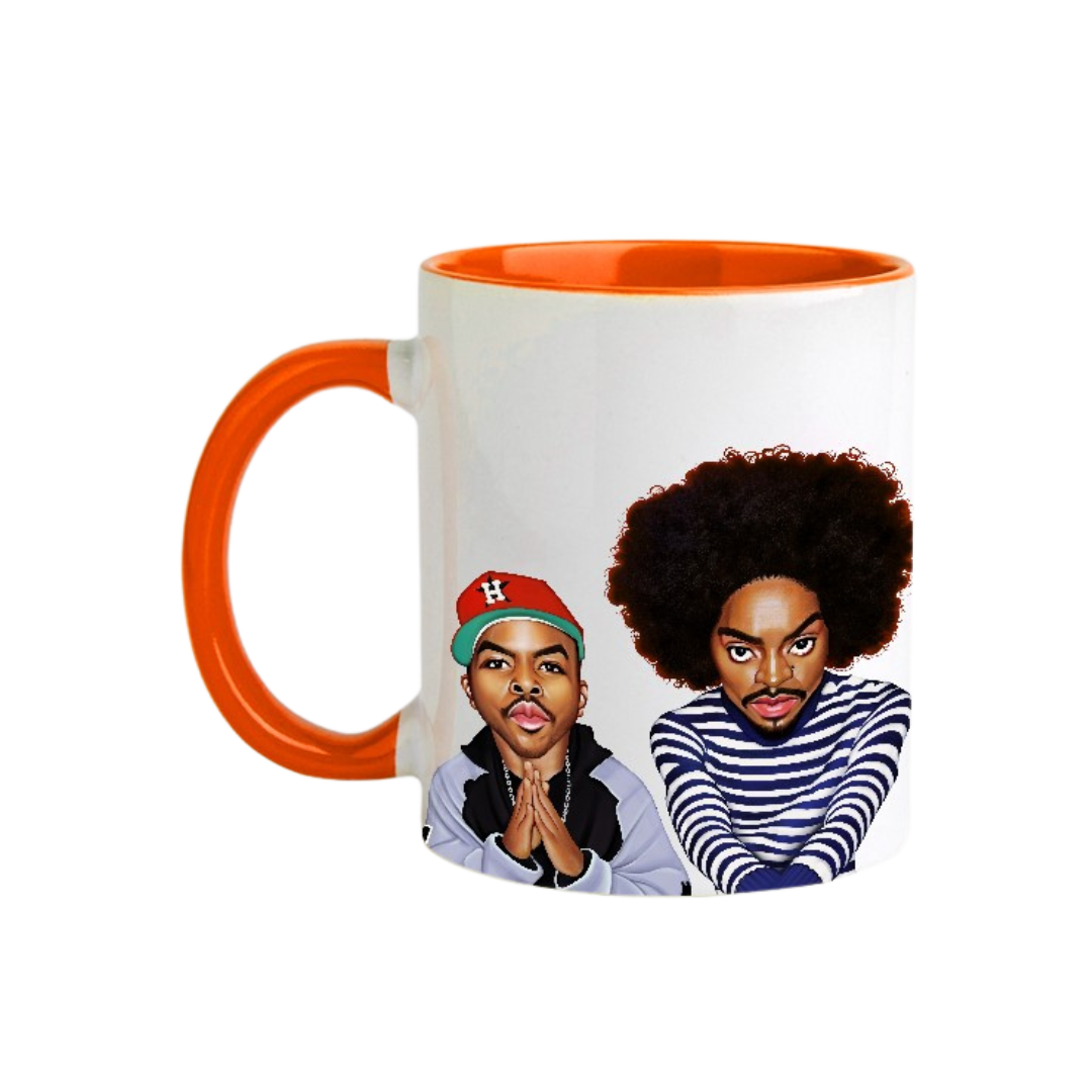 Hip Hop Caricature Ceramic Coffee Mug with Color Handle/Rim (Outkast) image 0