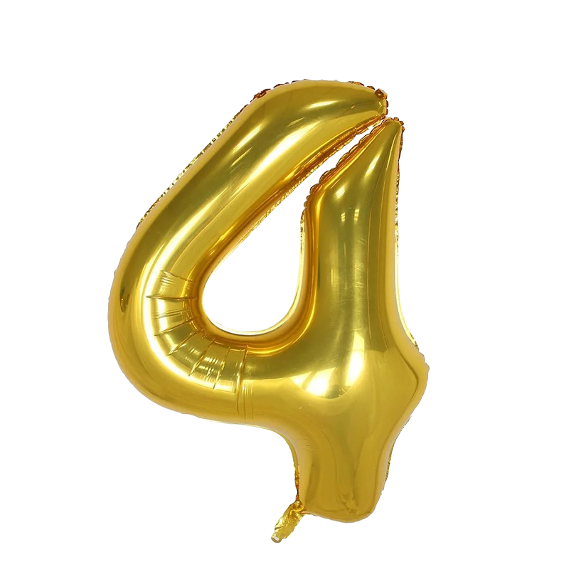 40" Jumbo Number '4' Gold Foil Balloon image 0