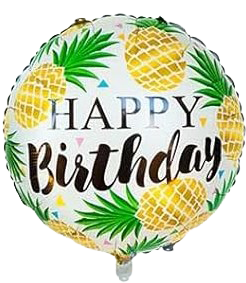 18" 'Happy Birthday' Pineapples Balloon image 0