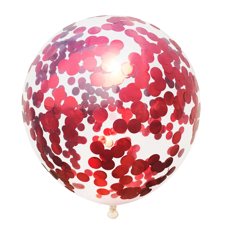 12" Clear Latex Balloon w/Bold Red Confetti image 0