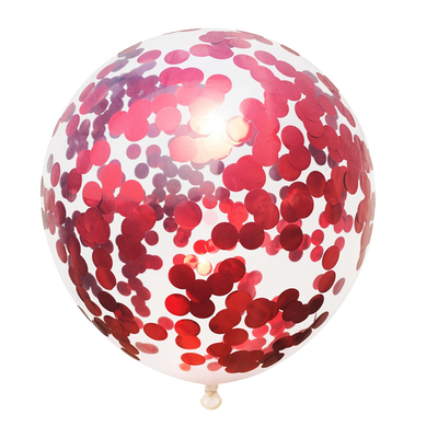 12" Clear Latex Balloon w/Bold Red Confetti image 0