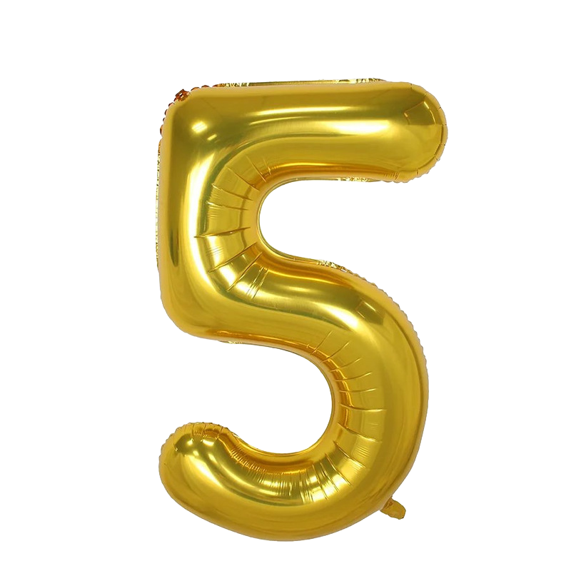 40" Jumbo Number '5' Gold Foil Balloon image 0