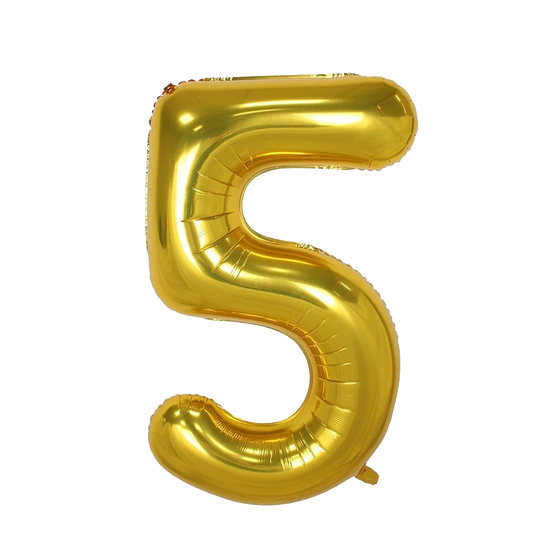 40" Jumbo Number '5' Gold Foil Balloon image 0
