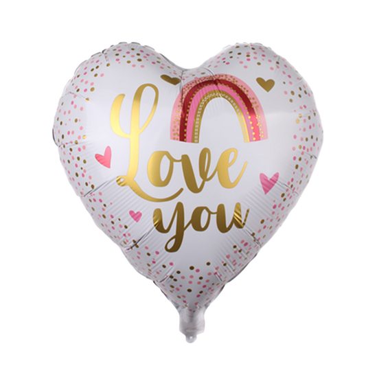 18"White w/Gold Letters 'Love You' Balloon image 0