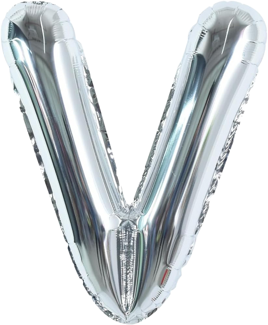 40" Jumbo 'V' Silver Alphabet Foil Balloon image 0