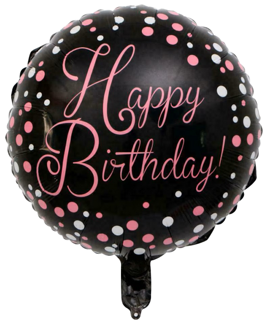 18" 'Happy Birthday' Pink & Black Balloon image 0