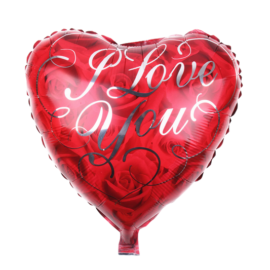 18" Red w/Silver Letters 'I Love You' Heart Shaped Balloon image 0