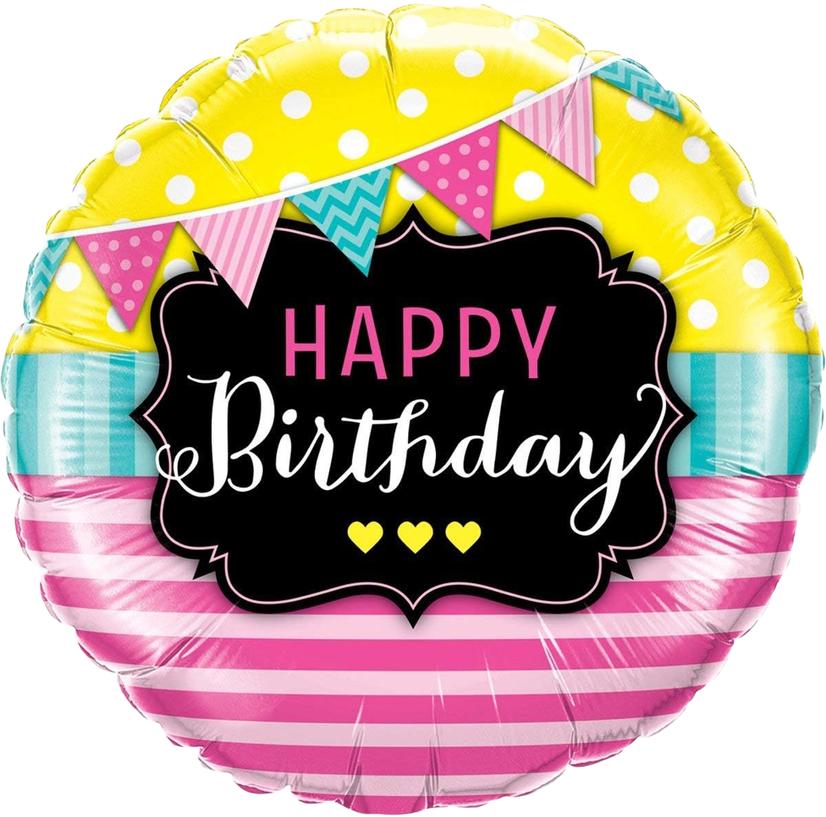 18" 'Happy Birthday' Candy Striped & Banner Balloon image 0