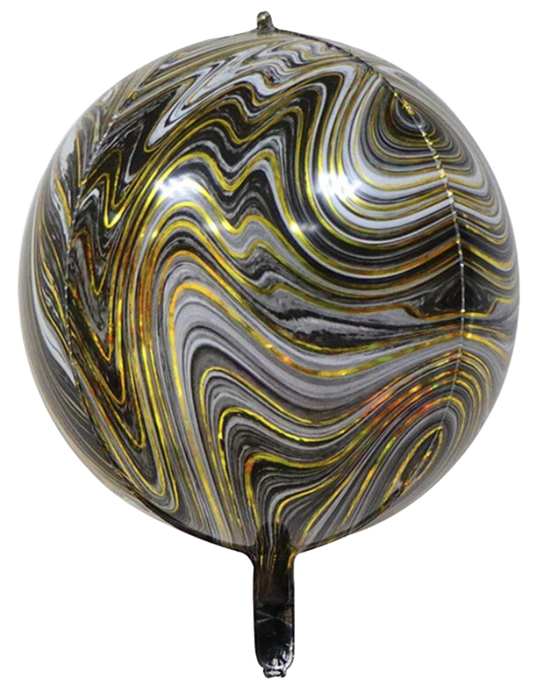 22" 4D Marble Black & Gold Balloon image 0