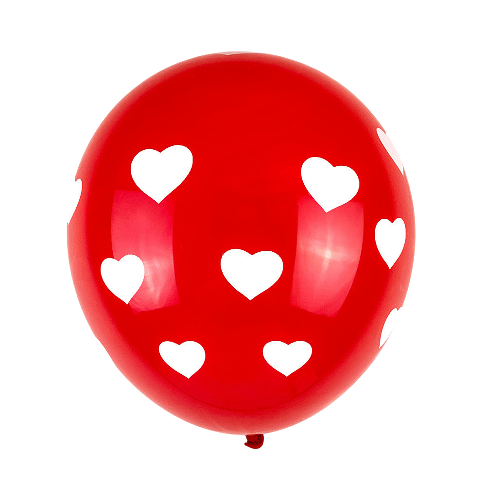12" Red Latex Balloon w/White Hearts image 0