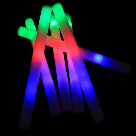 15/30Pcs LED Glow Sticks Bulk Colorful RGB Glow Foam Stick Cheer Tube Dark Light for Xmas Birthday Wedding Party Supplies