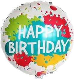 18" 'Happy Birthday' Multicolored Paint Splash Balloon image 0