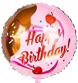 18" 'Happy Birthday' Pink w/Cherries Balloon image 0