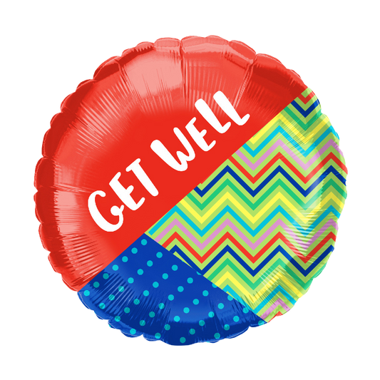 10" 'Get Well' 'Red & Geometric Print' Balloon image 0