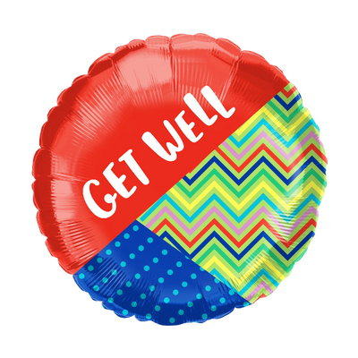 10" 'Get Well' 'Red & Geometric Print' Balloon image 0