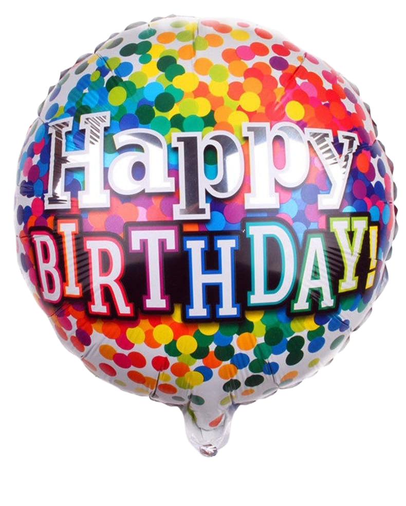 18" 'Happy Birthday' Multicolored Dotted Balloon image 0