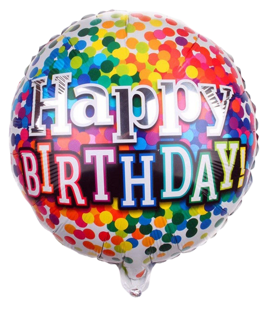 18" 'Happy Birthday' Multicolored Dotted Balloon image 0