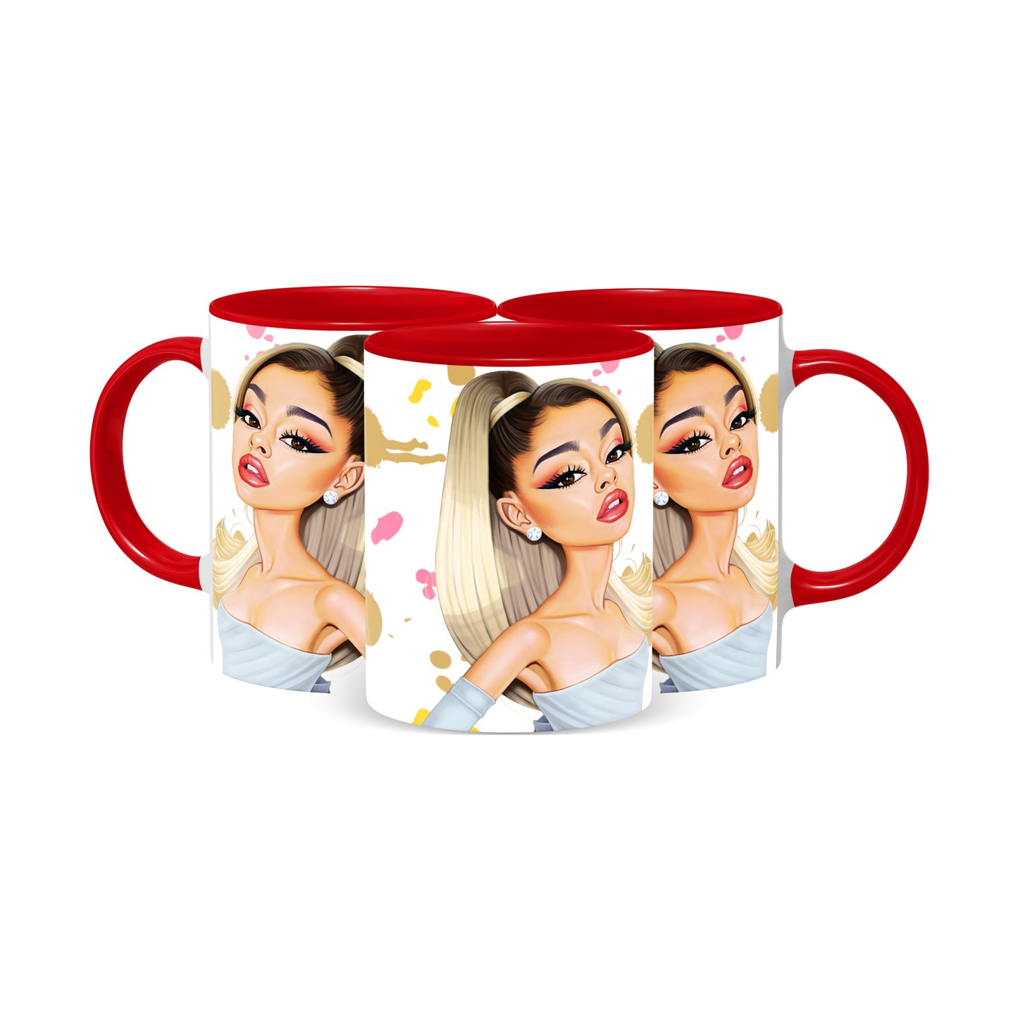 Hip Hop Caricature Ceramic Coffee Mug with Color Handle/Rim