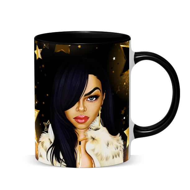 Hip Hop Caricature Ceramic Coffee Mug with Color Handle/Rim